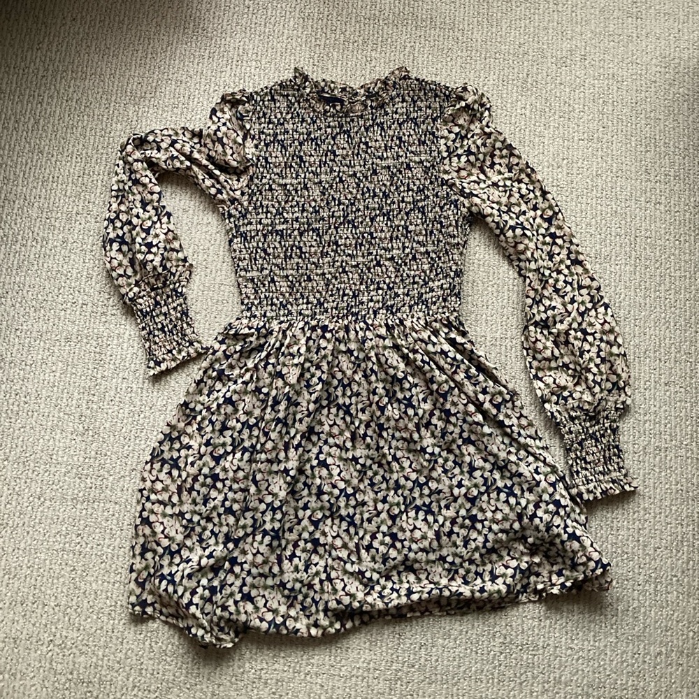 Lulus Floral Dress - Blue and Cream